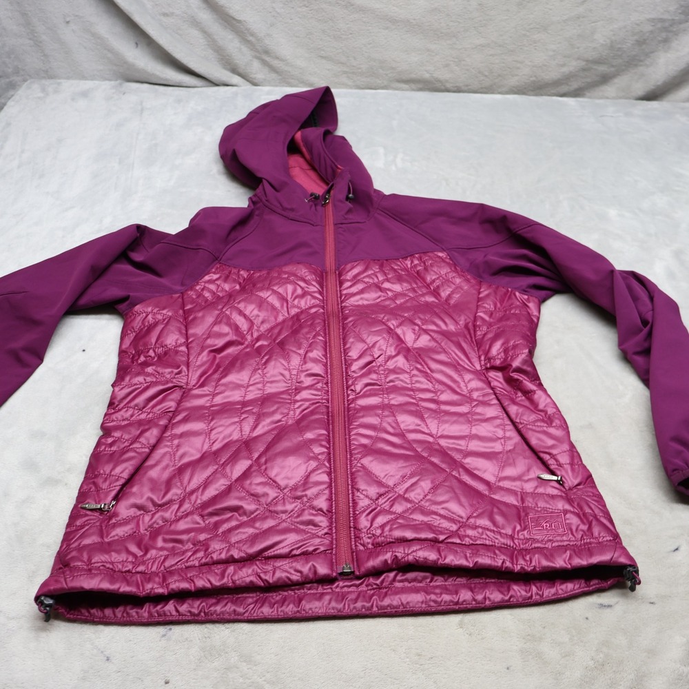 REI Jacket Womens Small Purple Insulated Hooded Hybrid Quilted Puffer Hiking